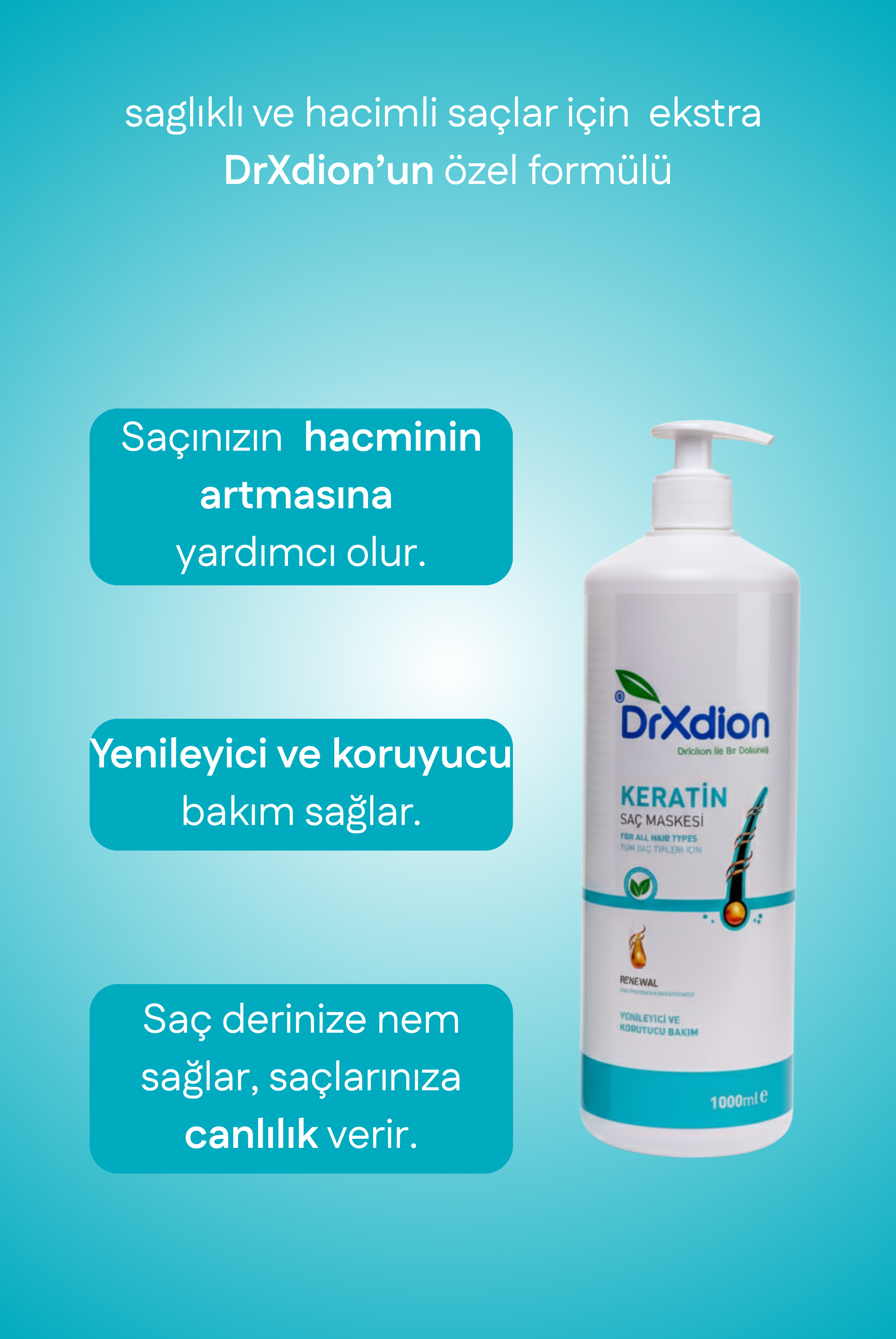 DrXdion Saf Keratin Saç Maskesi (1000ml)