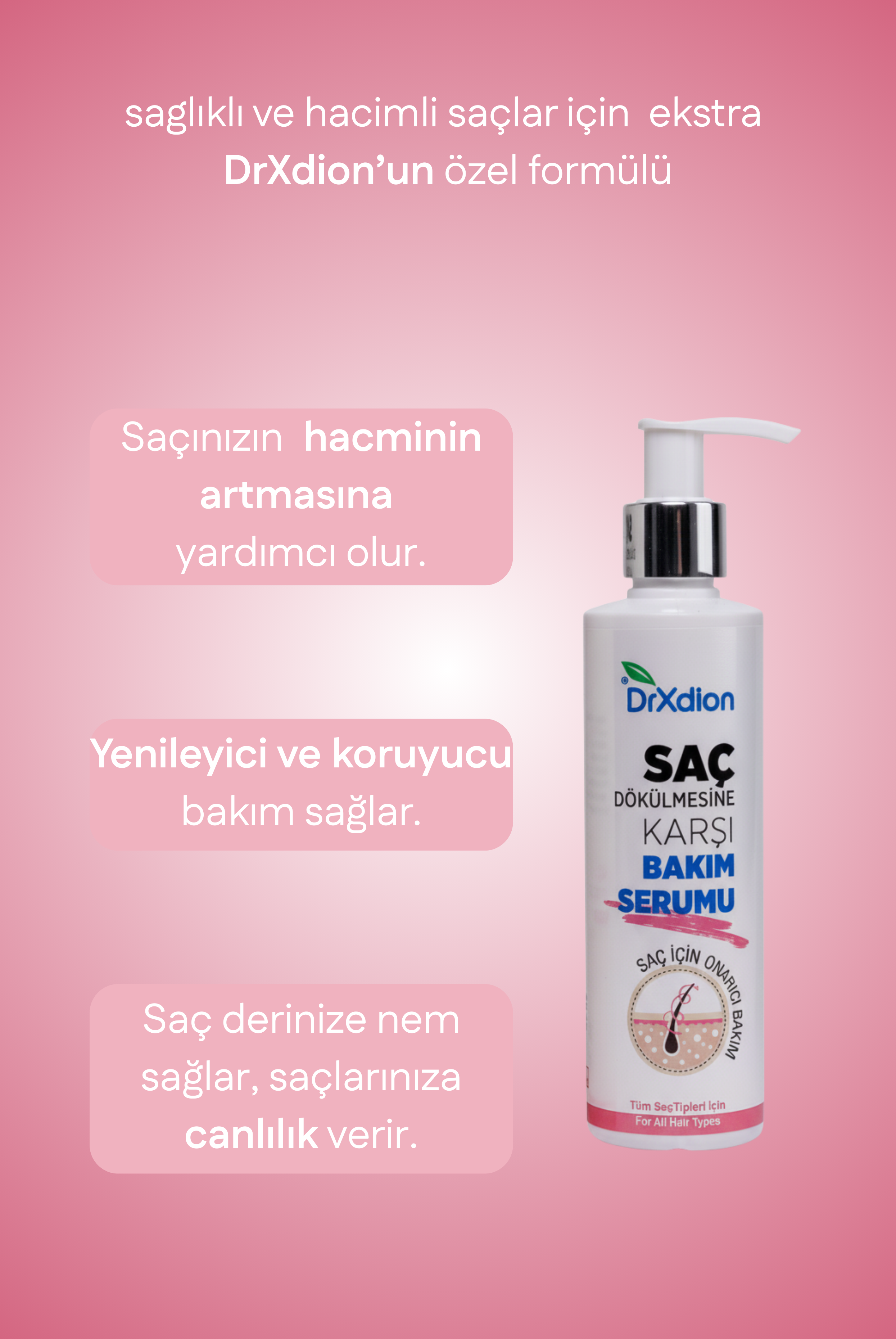 DrXdion Yüksek Dökülme Karşıtı Keratin, Biyotin,  Panthenol , Gingeng içeren Saç Bakım Serumu (200 ml)