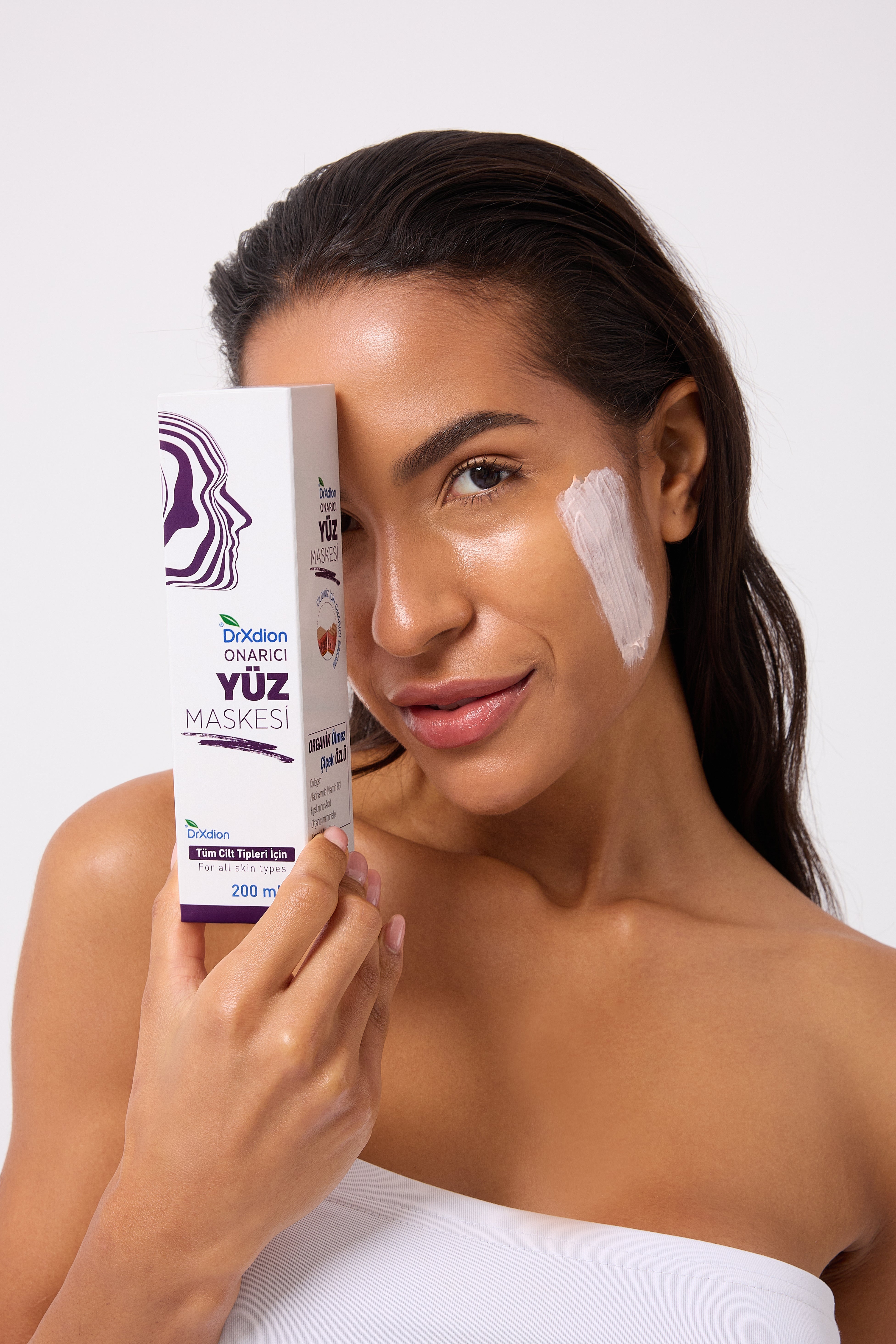 DrXdion Onarıcı Yüz Maskesi Ölmez Çiçeği, Niacinamide, Kolajen, Hyaluronic Asit (200 ml)