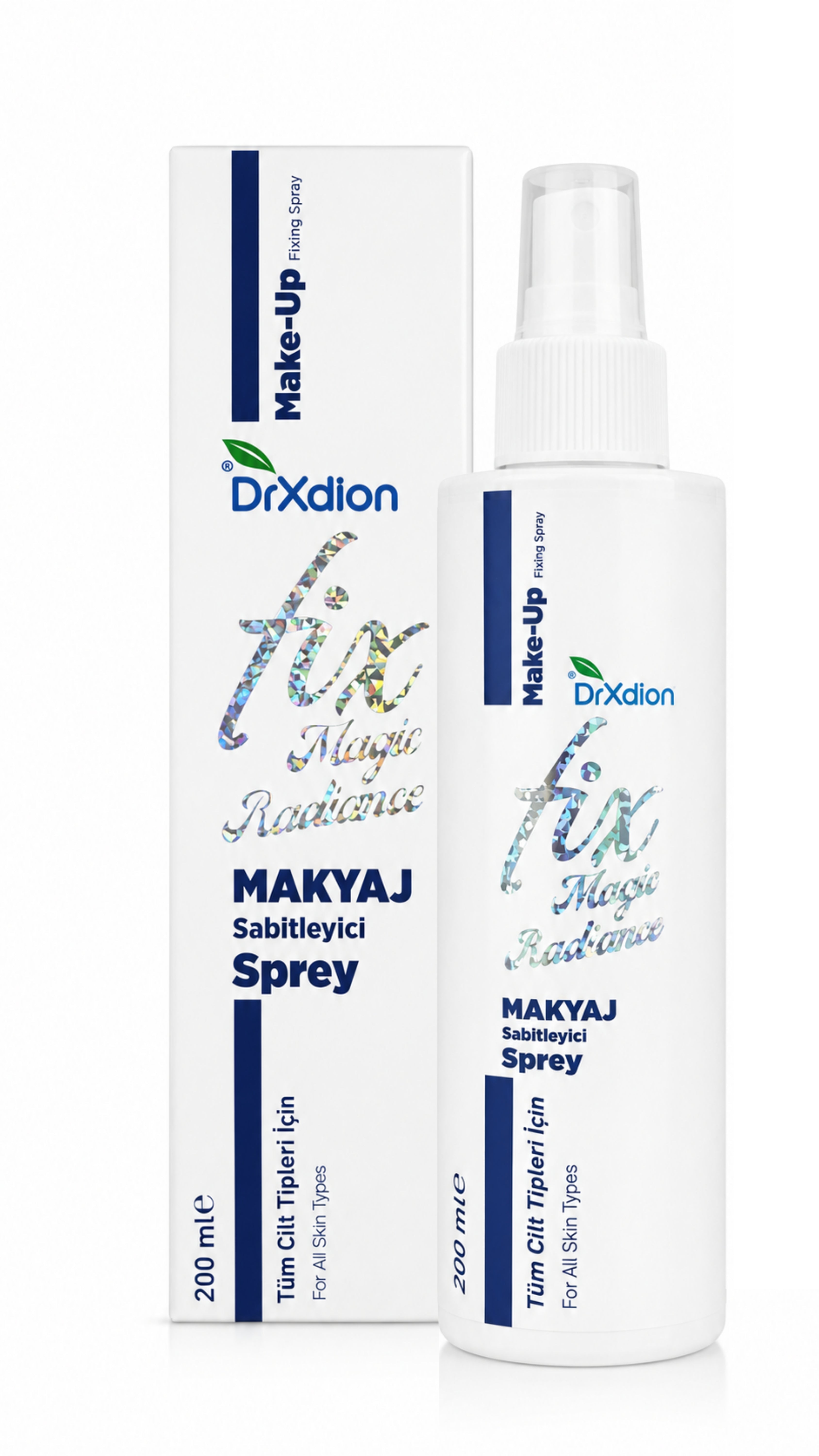 DrXdion Fix Magic Radiance Makyaj Sabitleyici Sprey – Uzun Süre Kalıcılık & Ferah His – Tüm Cilt Tipleri – 200 ml
