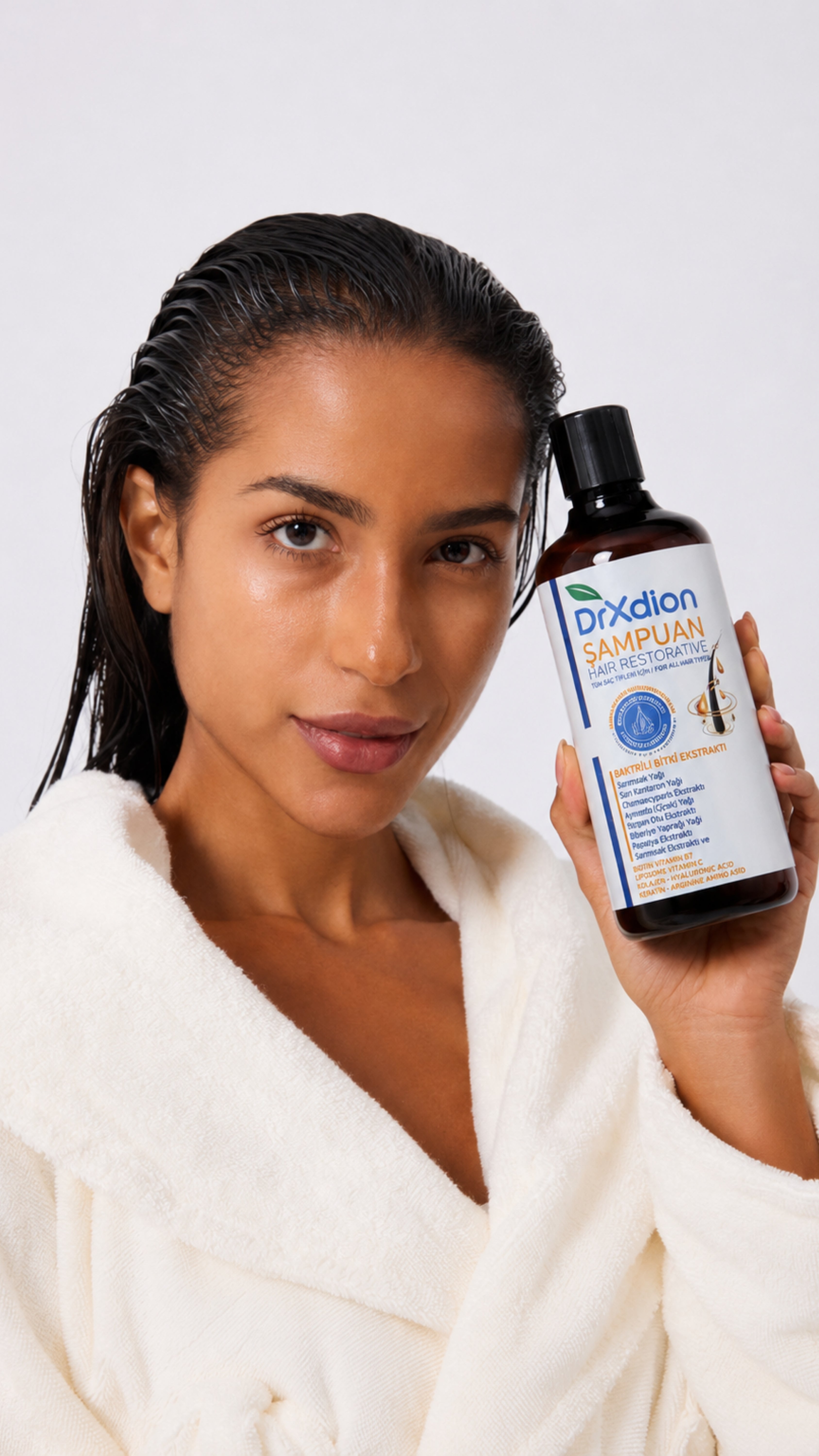 DrXdion Hair Restorative Şampuan – 8 Bitkisel Aktif + Keratin, Biotin & Arginine – SLS İçermez – Tüm Saç Tipleri – 500 ml