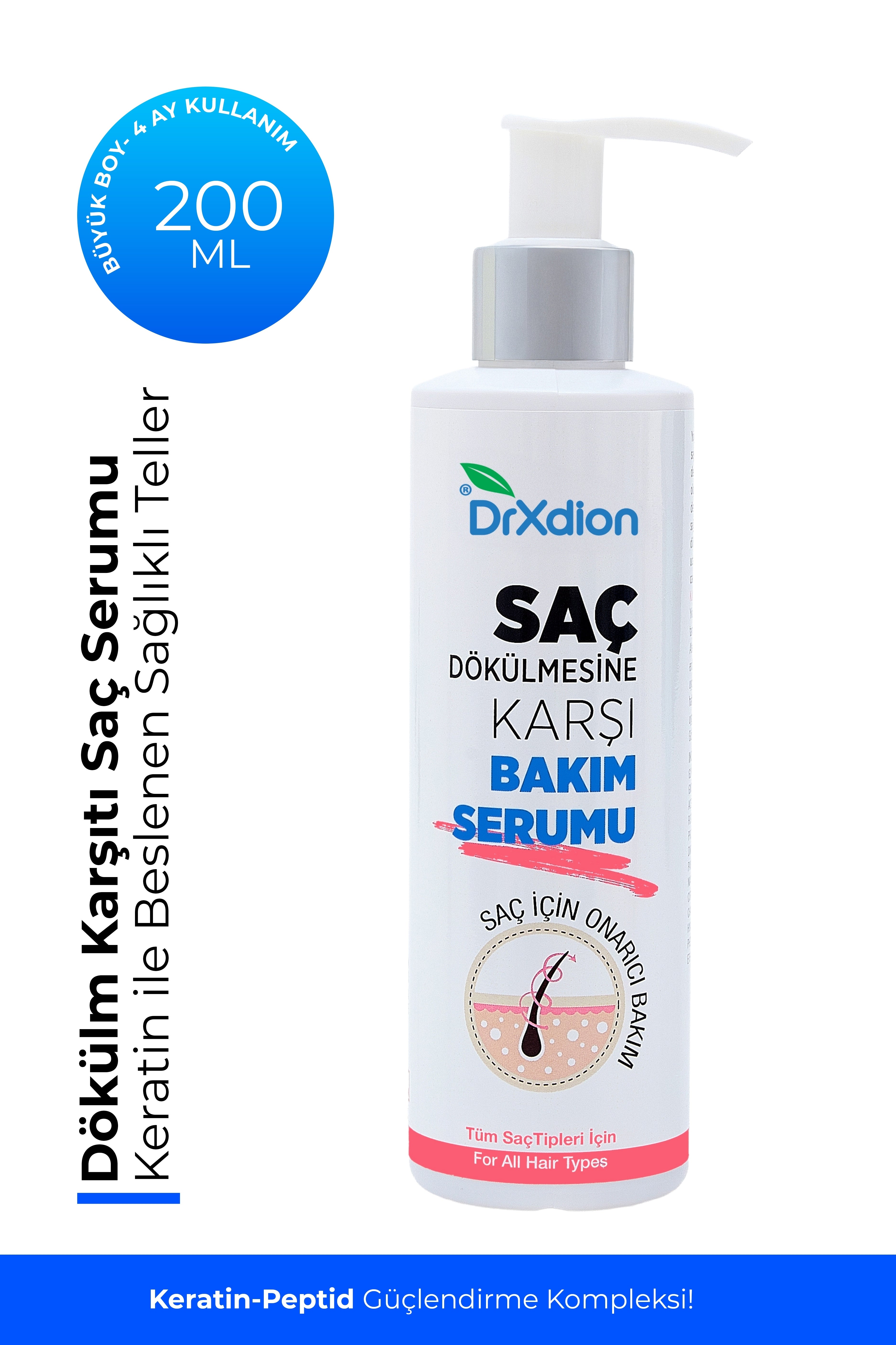 DrXdion Yüksek Dökülme Karşıtı Keratin, Biyotin,  Panthenol , Gingeng içeren Saç Bakım Serumu (200 ml)